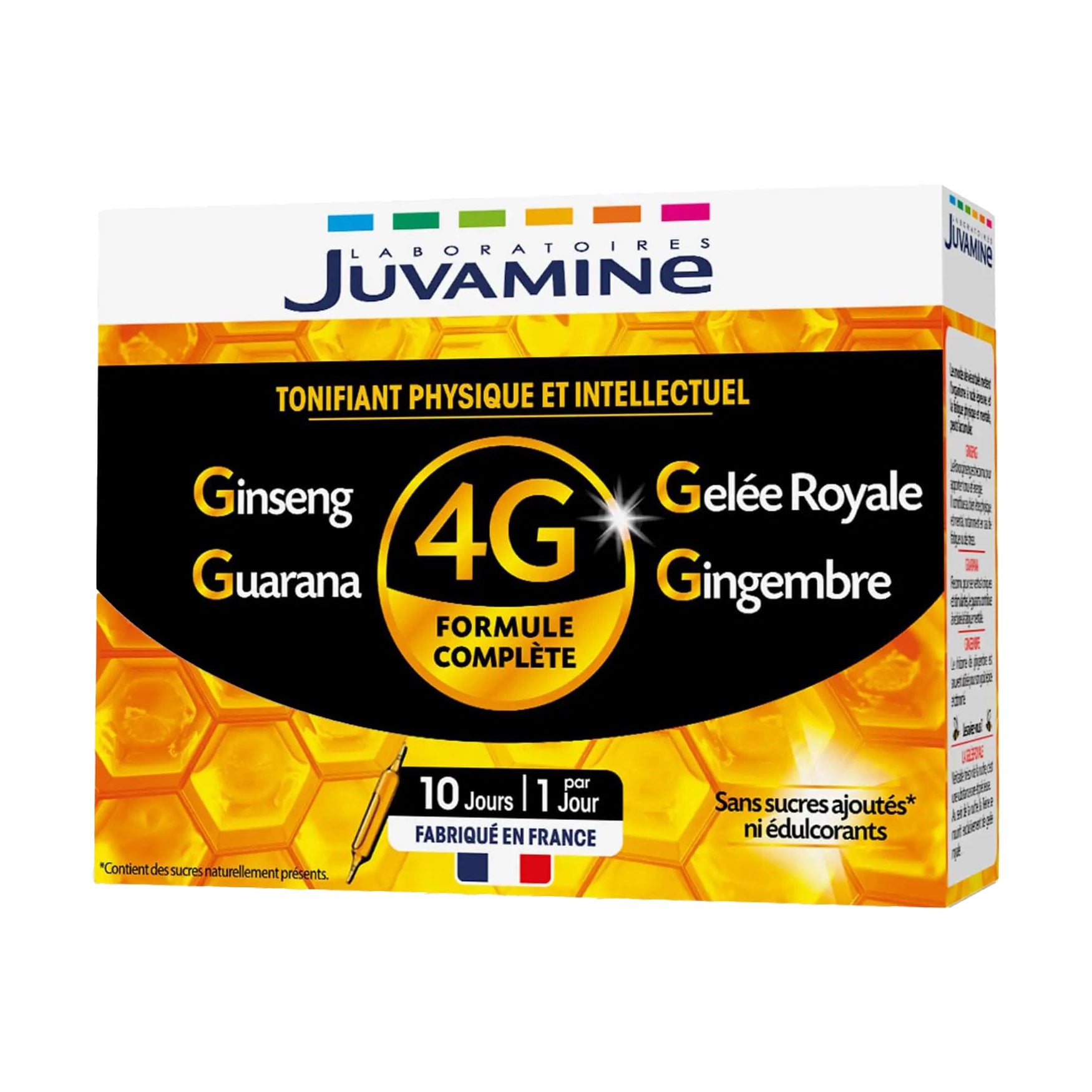 Женьшень, маточне молочко, гуарана та імбир Juvamine 4G Тонус, в ампулах, 10*10 мл